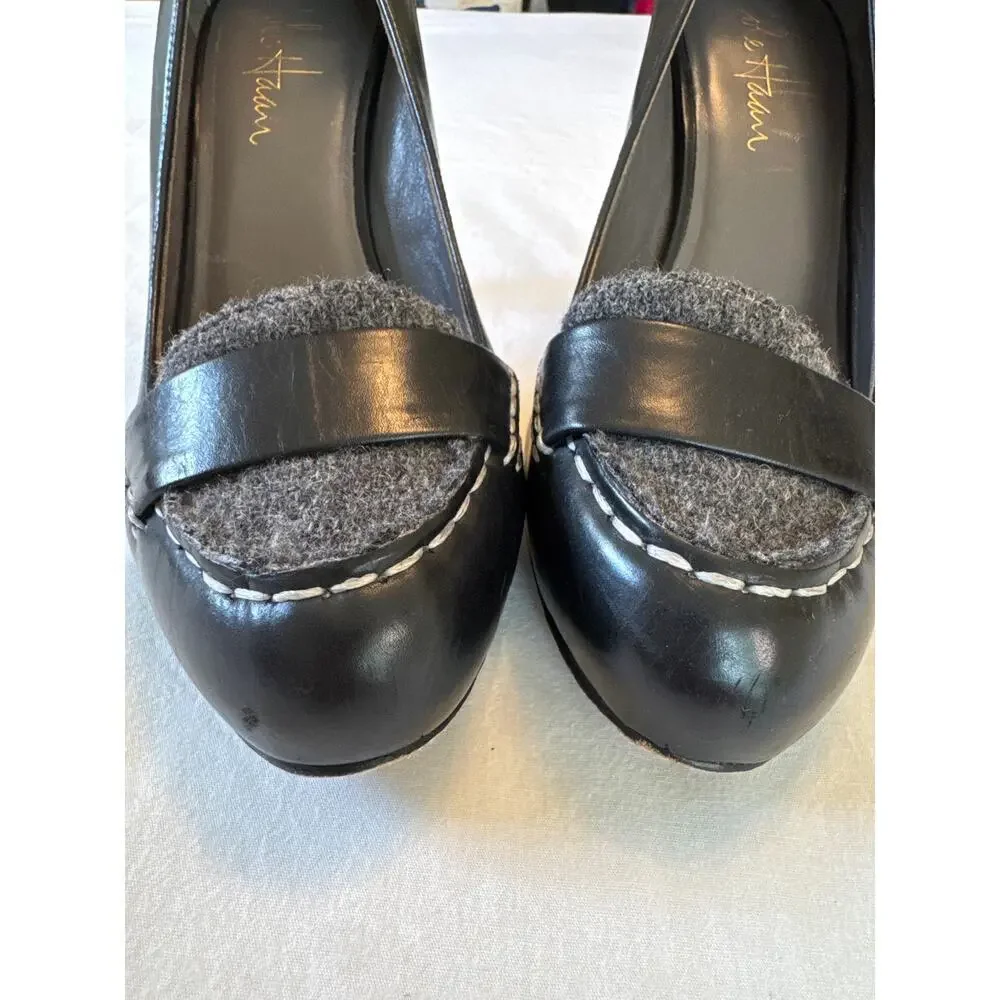 Cole Haan Women’s Violet NikeAir Black Leather High Heel Dress Moc Toe Size 6
